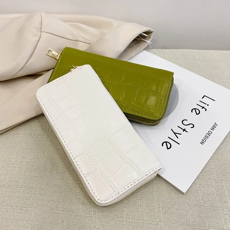 

2022 Fashion Women Leather Purse Wristband Long Zipper Wallet Coin Purses Clutch Wallet Female Money Card Holder Ladies Handbag
