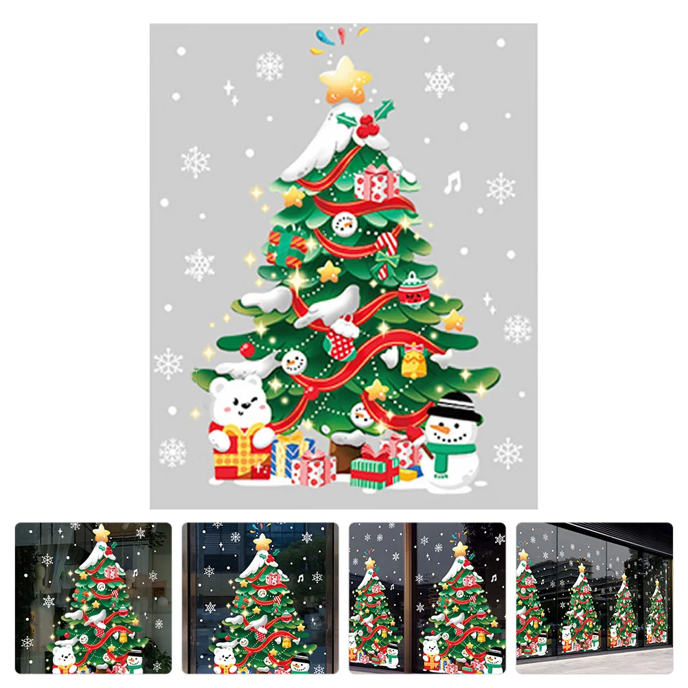 

Window Christmas Clings Decal Sticker Holiday Wallwinter Decals Stickers Tree Decoration Static Year Supplies Reflective
