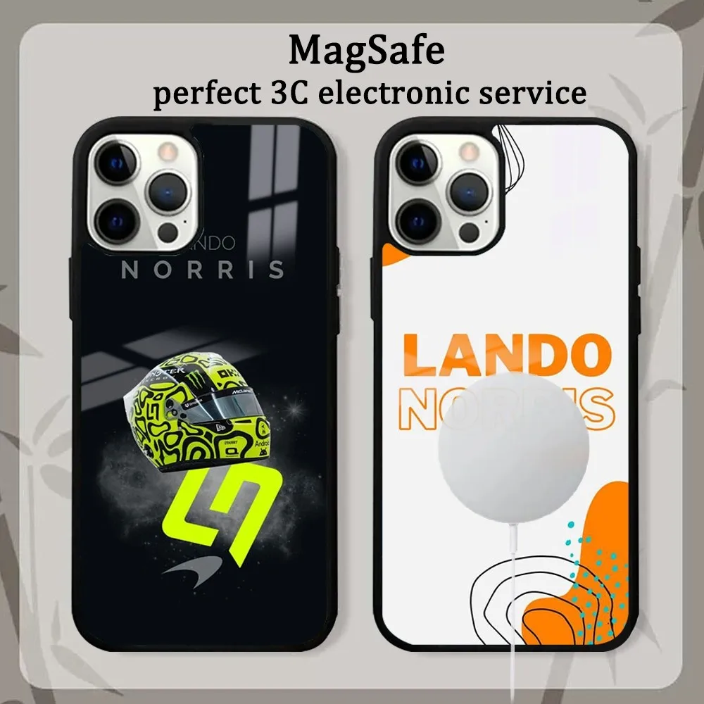 Racing Driver L-Lando N-Norris Phone Case For IPhone 16 15 14 13 12 11 Pro Max Plus Mini Magsafe Mirror Wireless Magnetic Cover