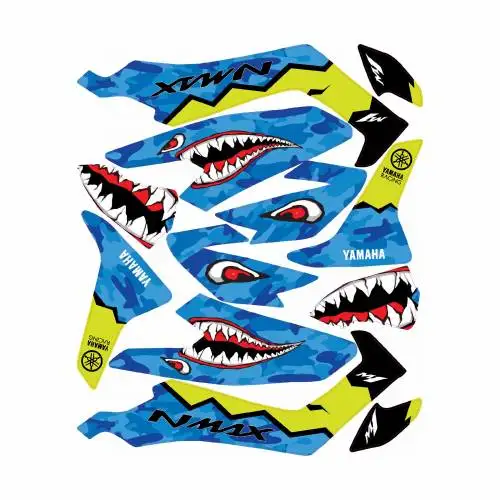 

2021 New Fashion N-Max 155 Sticker Set Shark Blue-Custom Design Motorcycle Overlay Sticker Set Stylish Motorcycles Free Shipping