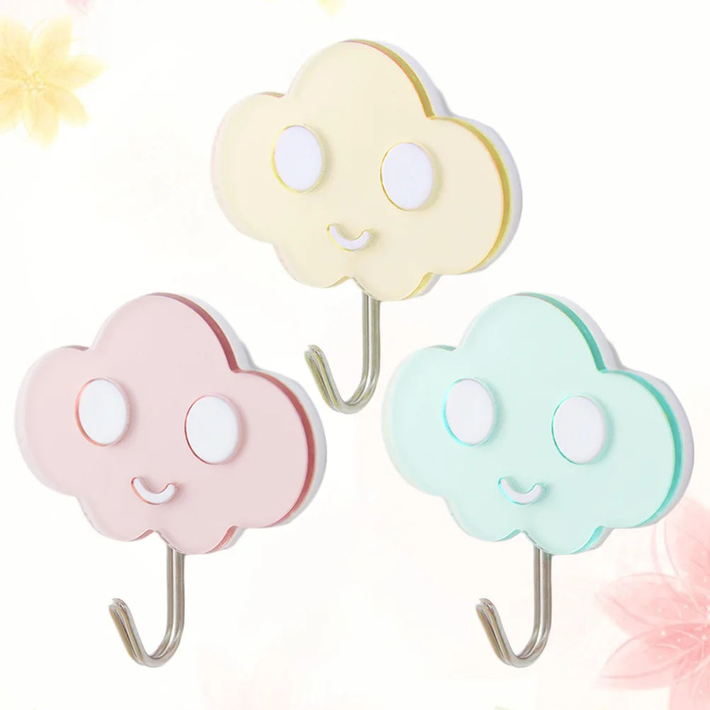 

Hook Wall Hooks Hanger Coat Cute Key Rack Decorative Hat Adhesive Towel Clothes Kitchencat Hangers Cloud Door Bathroom Holder