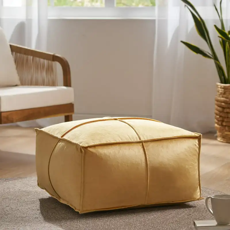 

Velvet Square Bean Bag Ottoman,Honey Foot Rest Stool Hallway Ottoman Home Decor Furniture Stool Small Wooden Stools Sofa