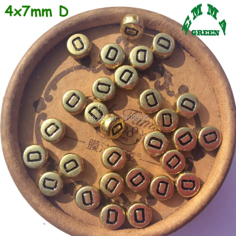 Золотые бусины буквы для изготовления ювелирных изделий 4*7 мм 50 шт. отдельные