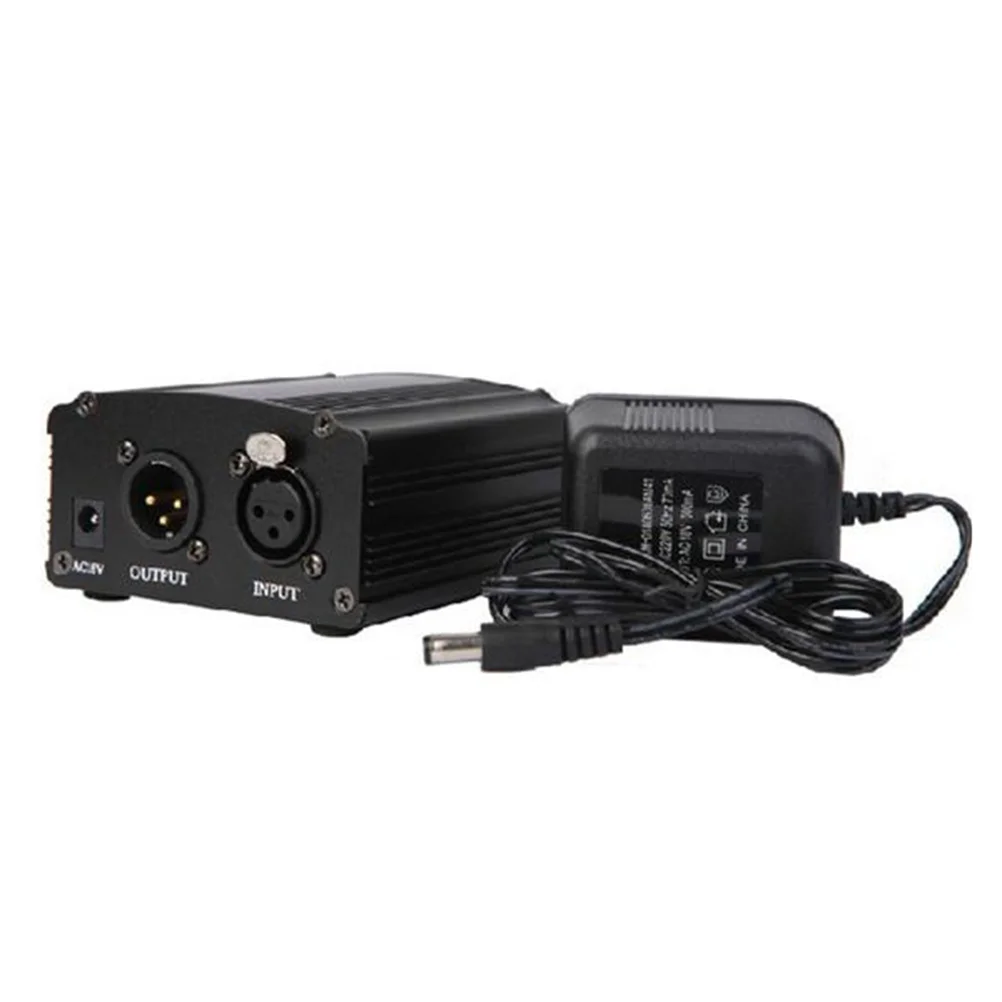 

48V Phantom Power Supply with XLR Cable and Adapter for Condenser Microphone Music Recording Equipment (EU Plug)