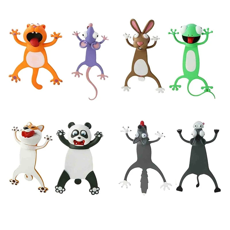 

2Pcs Animal Bookmarks 3D Stereo Cartoon Lovely Bookmark Novelty Funny Student Stationery Gift Bookmark For Kids