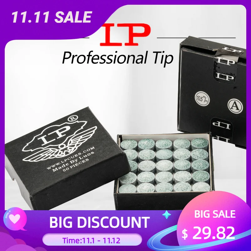 

LP Snooker Cue Tip 10.5mm 50 Tips a Box Snooke Stick Kit Leather High Quality Durable Billiard Accessories for Dropshipping