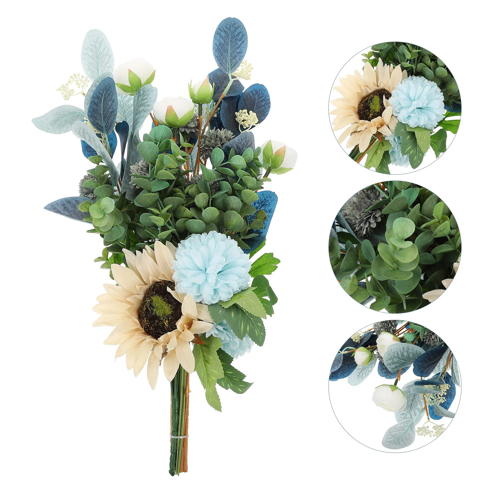 

Flower Artificial Bouquet Flowers Fake Wedding Decor Faux Floral Rose Bouquets Stem Sunflower Eucalyptus Peony Silk Arrangements