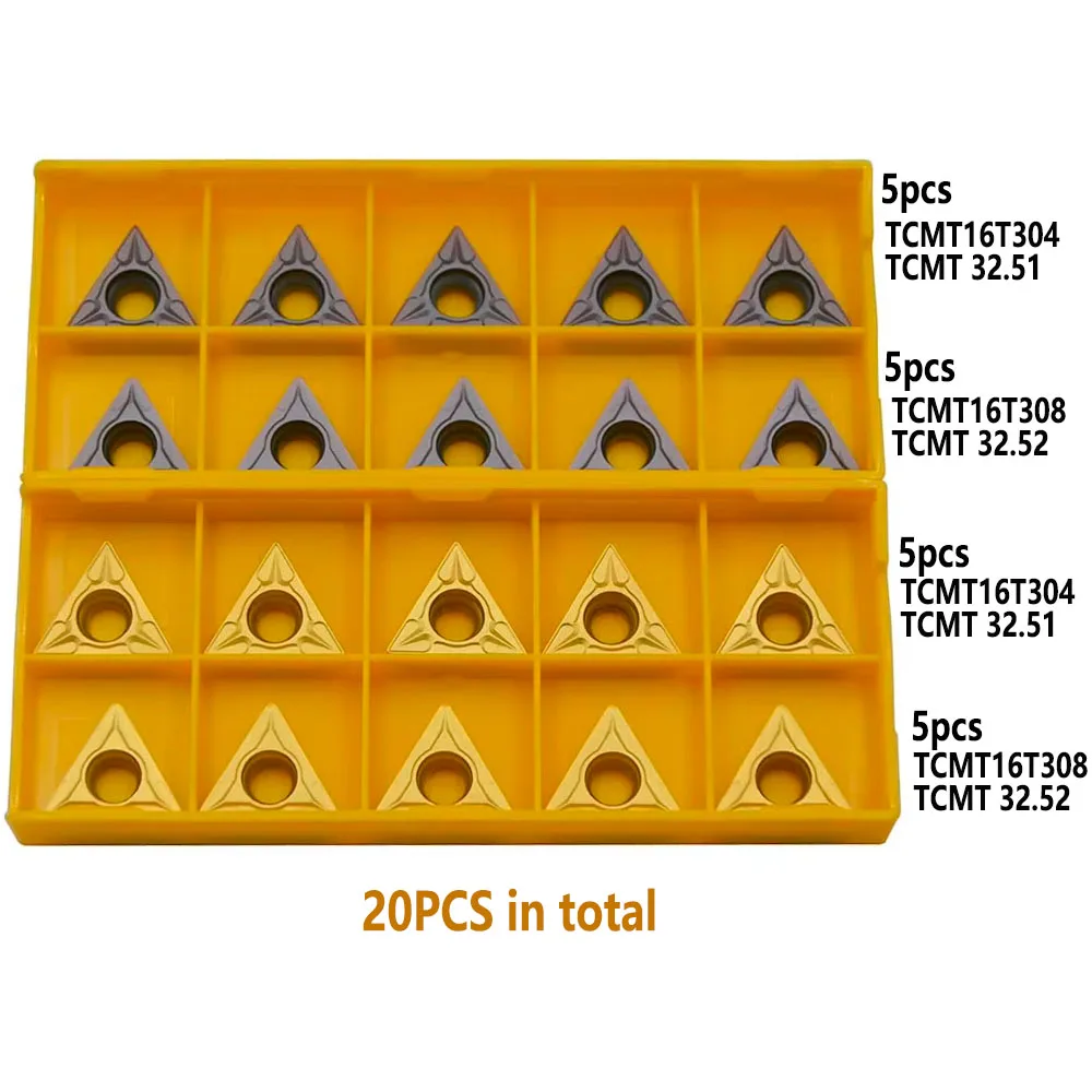 5 шт. TCMT16T304 TCMT32.51 бронза/желтая + TCMT16T308 TCMT32.52 бронзовая/желтая токарная вставка для