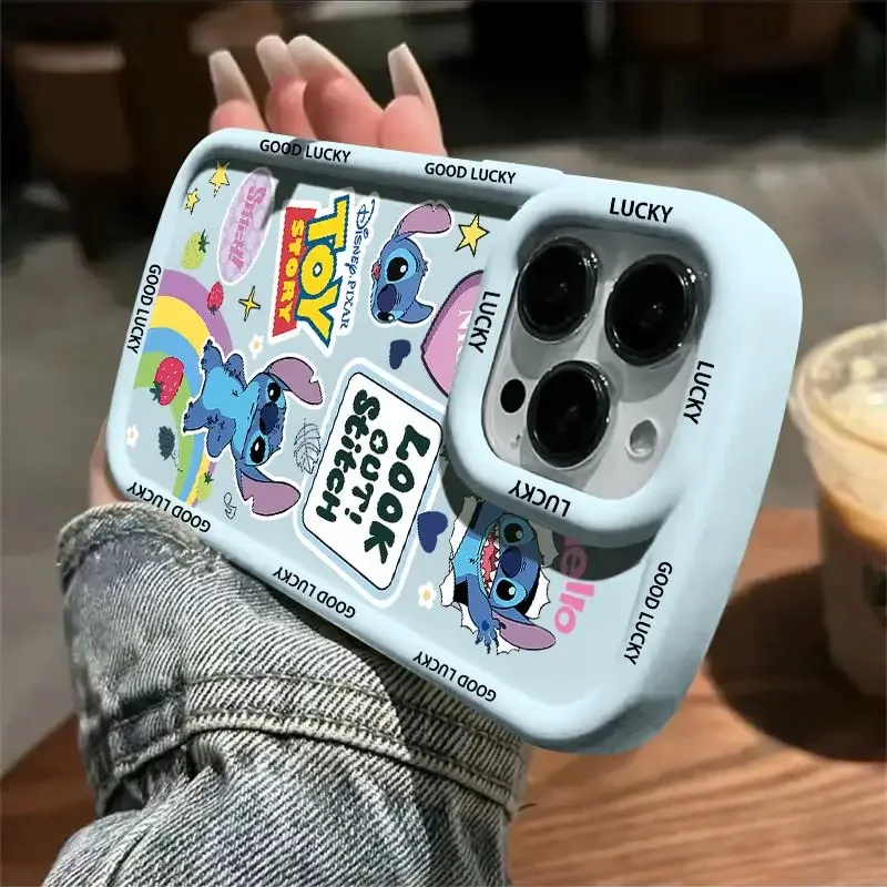 Мультяшный милый чехол для телефона MINISO Stitch iPhone 15 14 13 12 11 Pro Max XR XS X 7 8 Plus SE2 мягкий