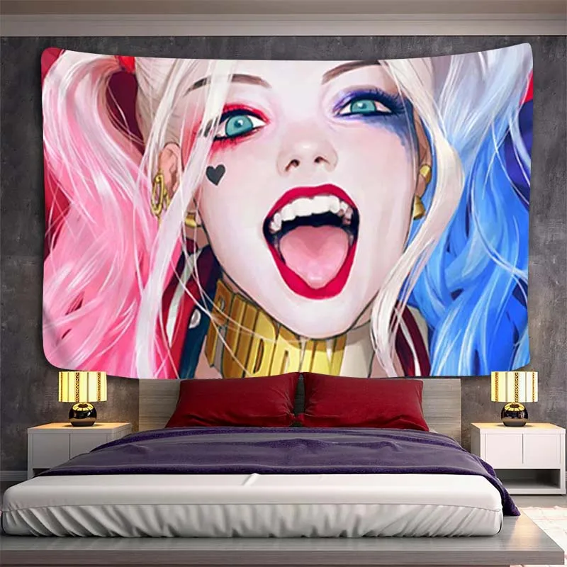 

Decorative Wall Tapestry Aesthetic Room Decoration H-Harley Quinn Tapestries Headboards Home Decor Bedroom Hanging Accessories