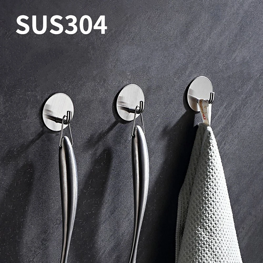 

Metal Wall Hook Self-adhesive Towel Key Storage Hanger Umbrella Sundries Hook Home Organization for Kitchen Bathroom