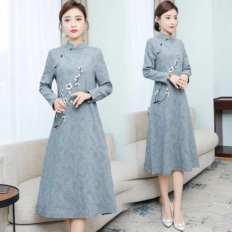 Женское платье-Ципао в этническом стиле элегантное улучшенное платье большого