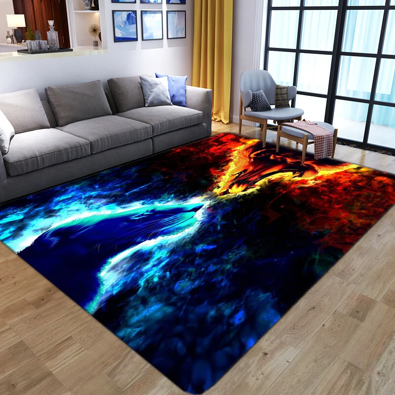

Ковры Dreamlike с 3D рисунком пламени льва для гостиной, спальни, детский игровой напольный коврик, мягкий фланелевый домашний большой ковер