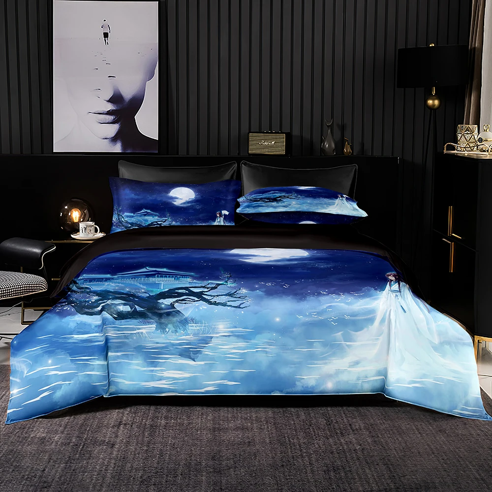 Beautiful Man In The Moonlight Pattern Набор пододеяльников для пуховых одеял 210x210 приятный кожи