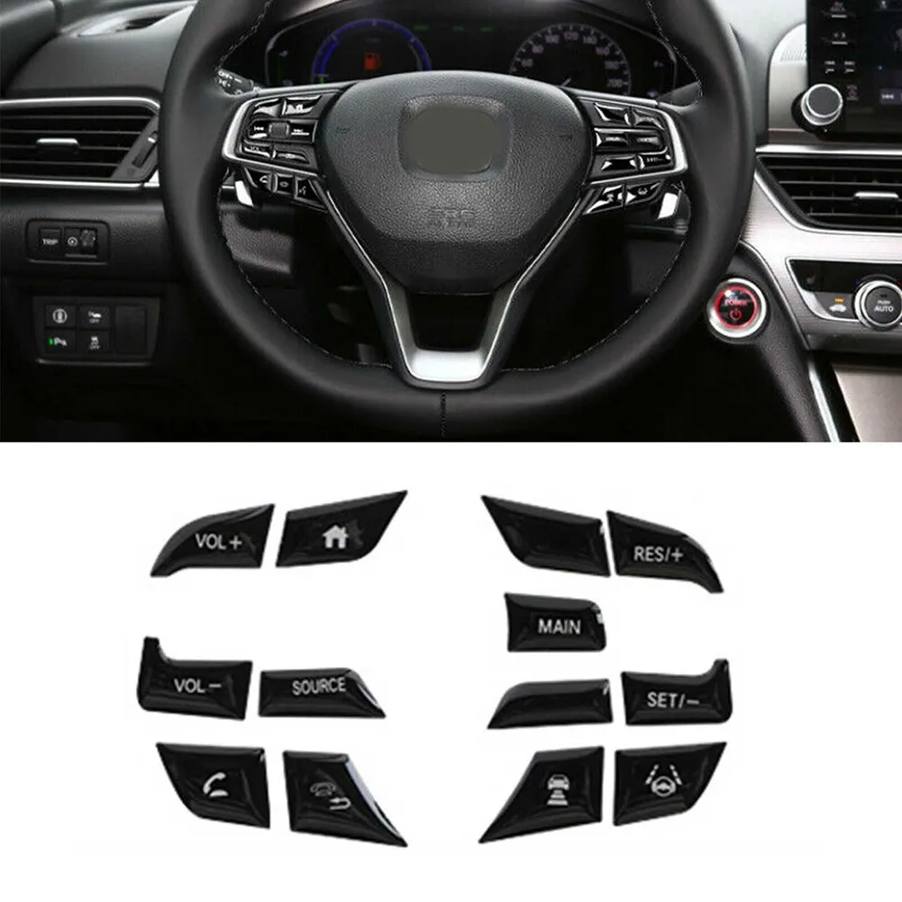 

13pcs Black Steering Wheel Button Frame Trim For Honda 2018-2021 10Th Steering Wheel Button Frame Sticker Car Accessories