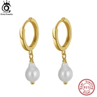 orsa jewels 9mm natural baroque pearl drop earrings in 18k gold over sterling silver fashion dangle earrings for women gpe15