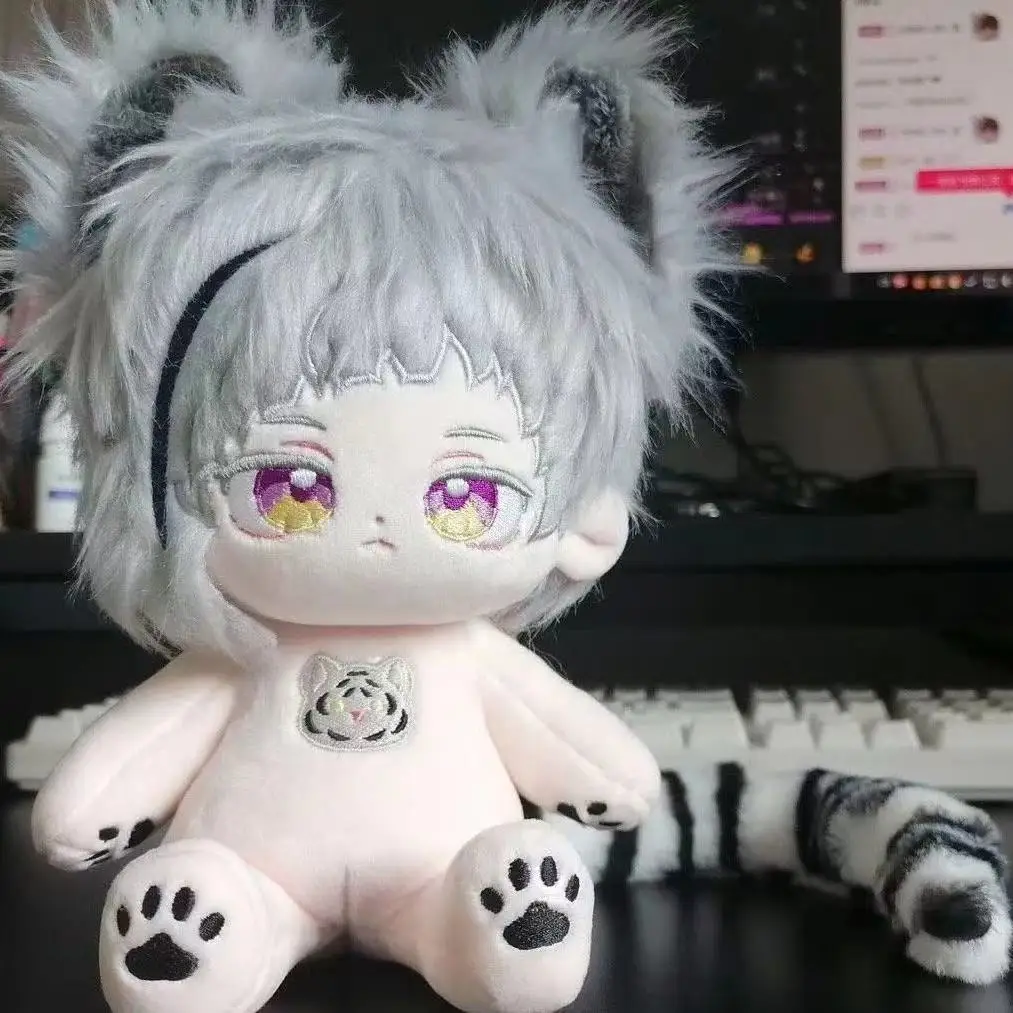 

Anime Bungo Stray Dogs Nakajima Atsushi Cute White Tiger Plush Stuffed Body Dress UP Cotton Plushie 20cm Cosplay Mascot Gift