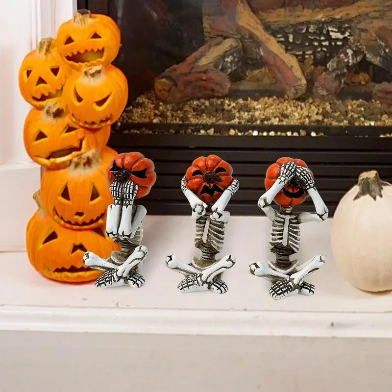 Статуэтка-скелет Статуэтка из смолы Череп тыква статуэтка на Хэллоуин