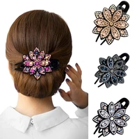 new crystal plastic flower hair crab claw for women girls fashion hollow out solid color hair accessories clips headwear