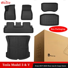 For Tesla Model Y Model 3 Floor Mats 2020-2023 2017-2023 All Weather Floor Mat Front Rear Cargo Liner Mat Waterproof Anti-Slip