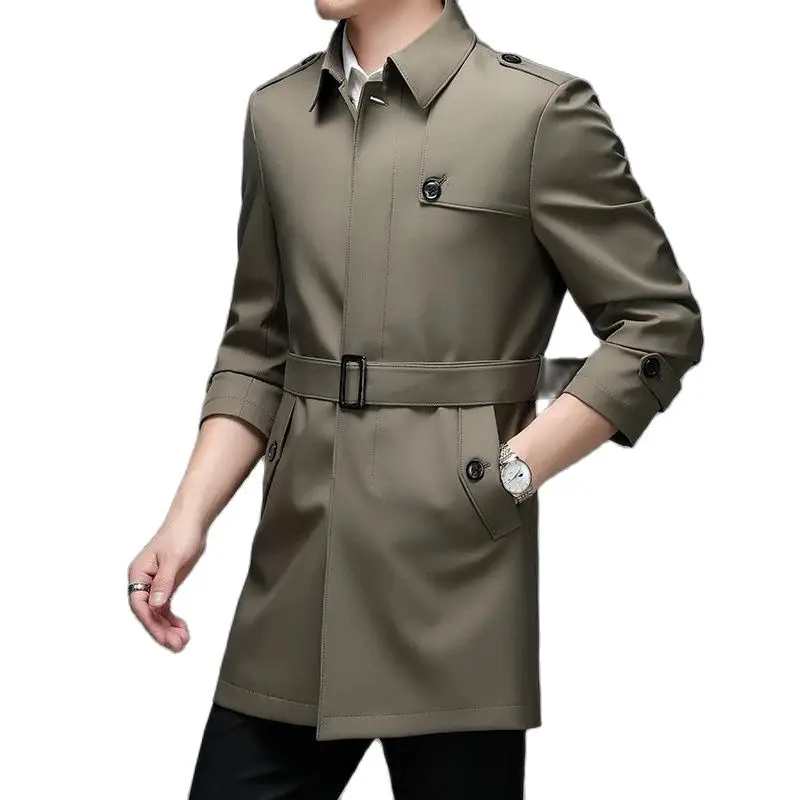 

Качественная куртка, весенний модный Тренч, мужское осеннее пальто, пальто большого размера, длинный Тренч на пуговицах