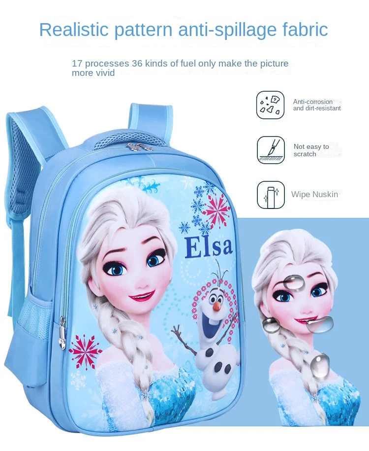 Factory direct sales of school bags for elementary school students Frozen spine protection waterproof girls Aisha Princess
