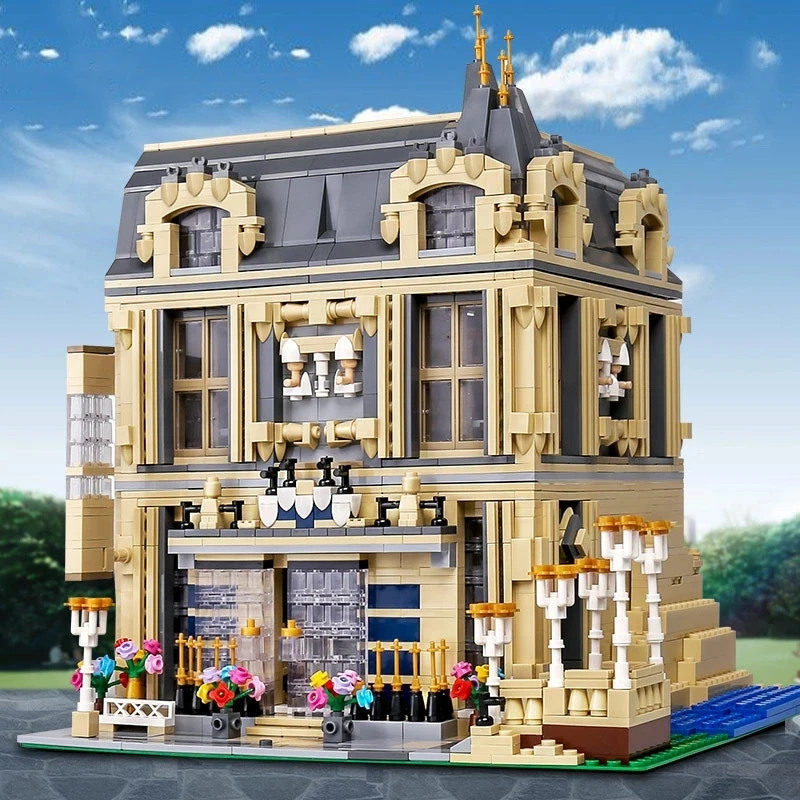 

Creative City Street View Hotel Building Block The Garden Hotel Model DIY Restaurant Architecture Blocks Children Kids Toys Gift