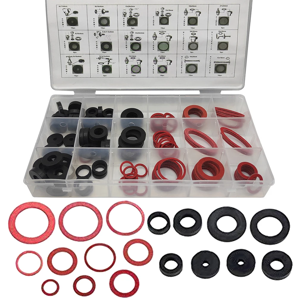 

141 Pcs/set Flat Washers Seal Ring Seal O-Ring Hydraulic Seal Kit NBR Gasket For Faucets Cylinders Valves Pumps Car Bearings