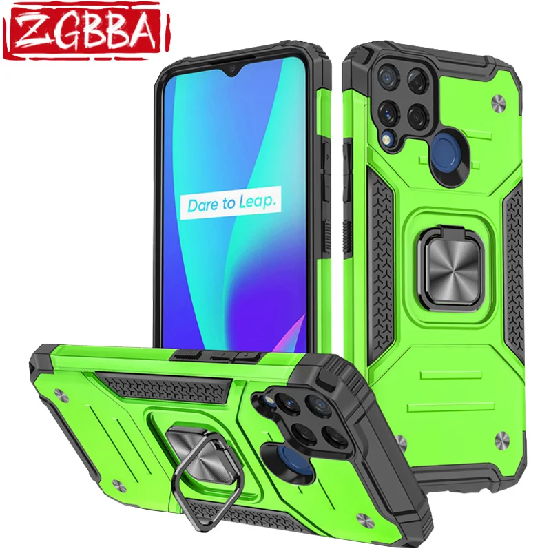 

ZGBBA Shockproof Phone Case For OPPO Realme 5 6 C11 C15 Magnetic Anti-Fall Ring Back Cover For OPPO Reno 4 5 Lite F17 F19 Pro
