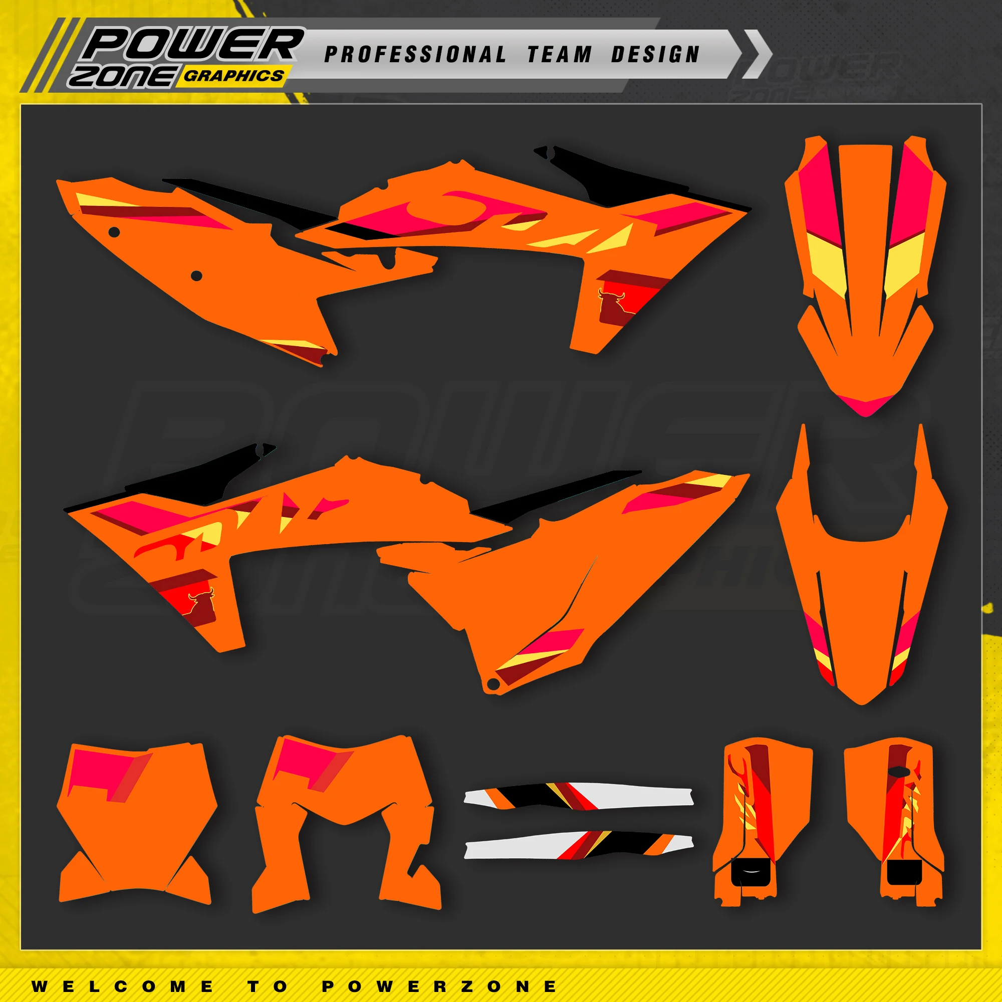 Фото Наклейки PowerZone с голографическим хромированным дизайном для KTM EXC EXC-F 2024-2026, SX SXF 2023-2025, 200, 250, 300, 350, 450, 500 (80-2) №1