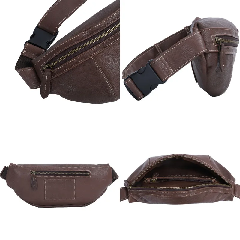 Vintage Genuine Leather Men's Chest Bag High-Capacity Crossbody Bags Male Chest Fanny Pack Casual Shoulder Sling Bag For Men