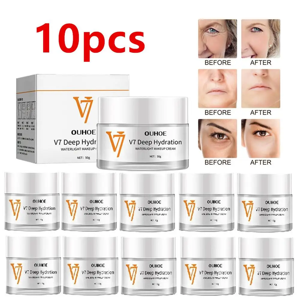

10X OUHOE Lazy Concealer Cream Beauty V7 Natural Nude Makeup Instant Whitening Moisturizing Cream Vitamin H Nourish Skin Care