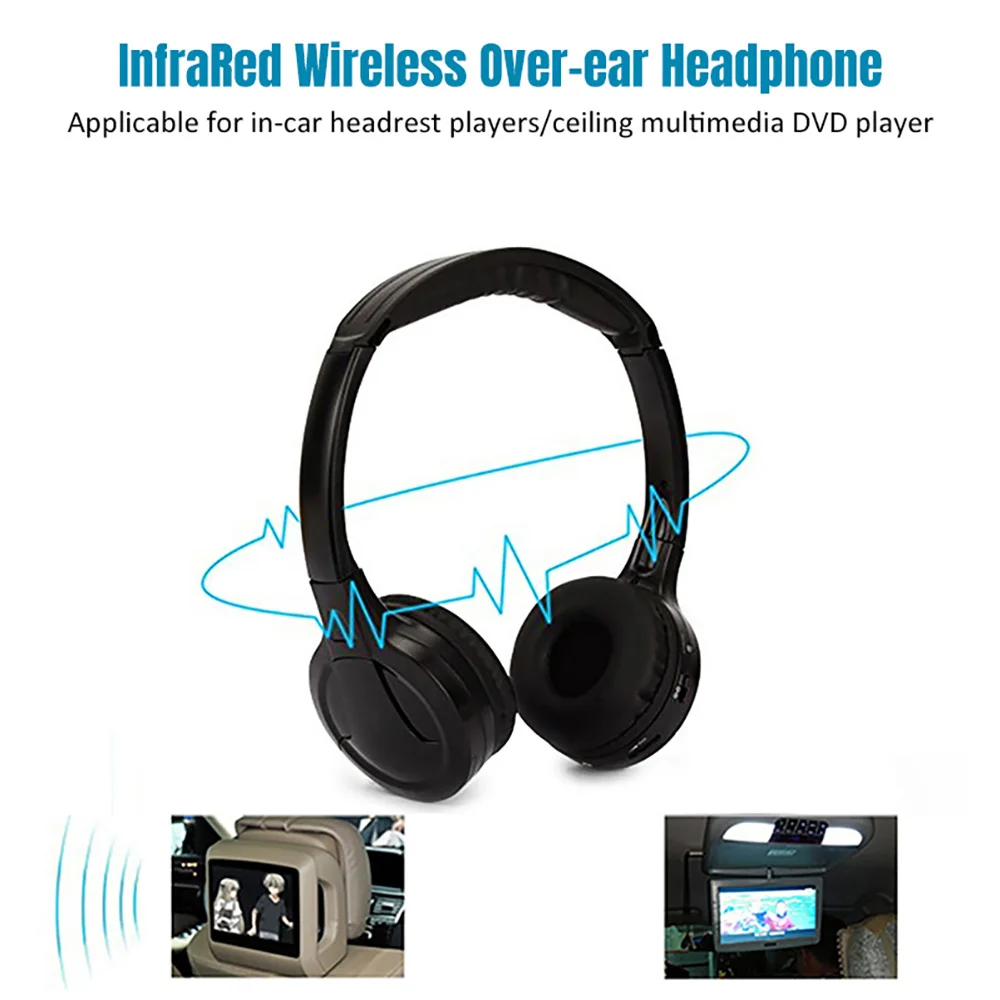 Infrared Wireless Headphones Earphone IR Headset Wired Headphones For Car Headrest DVD Player Ceiling Multimedia Player Computer