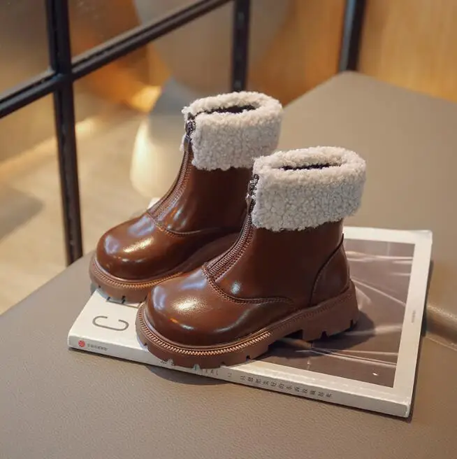 

Kids Fashion Boots Boys Shoes Autumn Winter Leather Children Snow Boots Toddler Girls Boots Warm Winter Boots Kids Plush Shoes