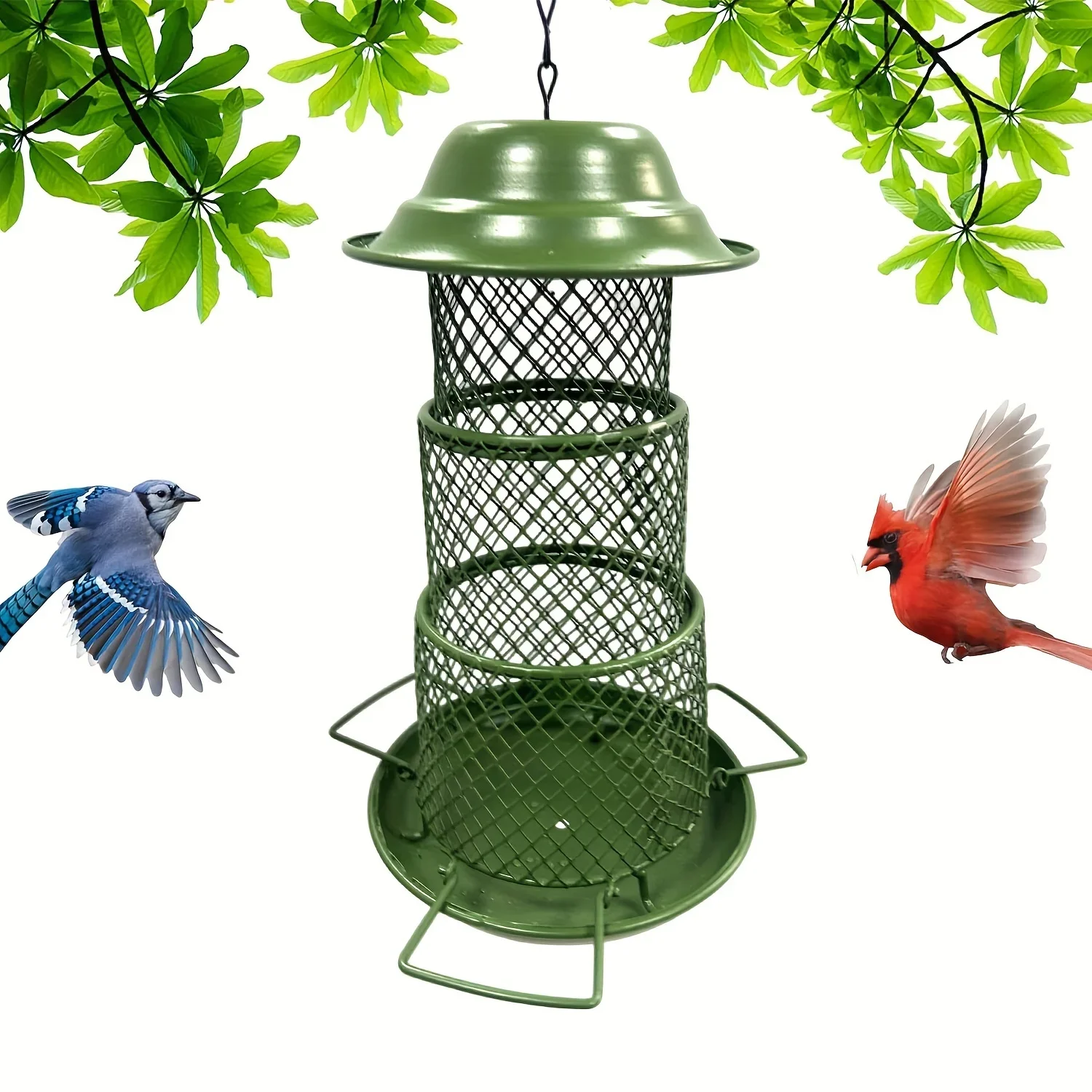 Металлическая кормушка для птиц без беспорядка-прочная подвесная семян