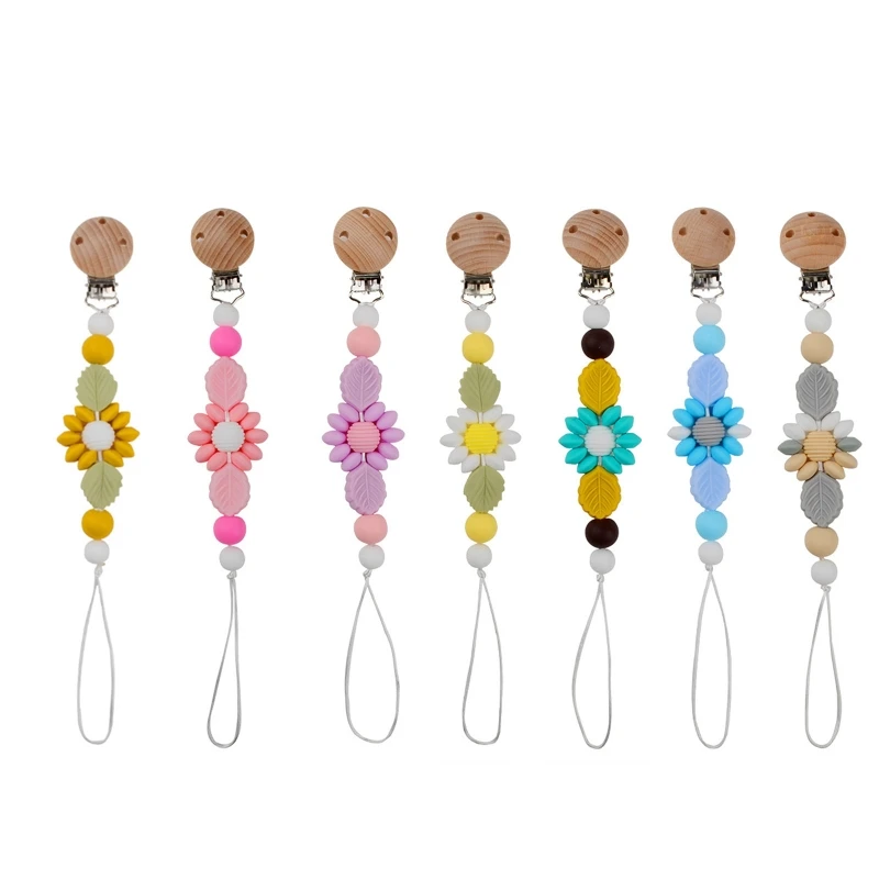 

Silicone Baby Pacifier Chain Flower Leaf Clips Dummy Holder Nipples Clips for Baby Girls Boys Teething Teether Toys Supplies