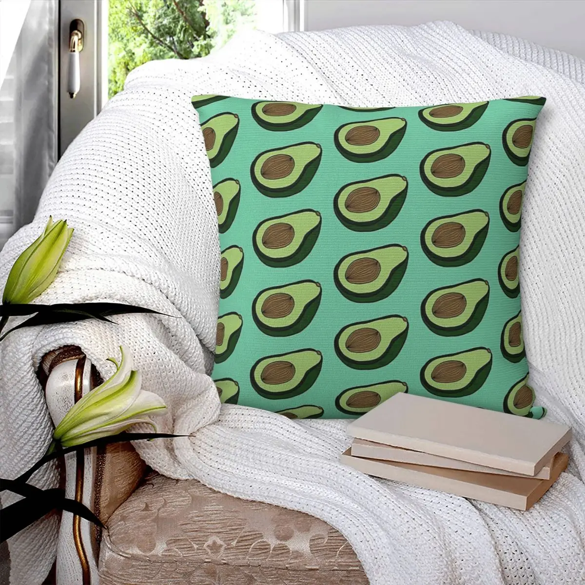 

Avocado - SEAFOAM Pillowcase Printed Cushion Cover Sofa Waist Pillow Pillow Cover