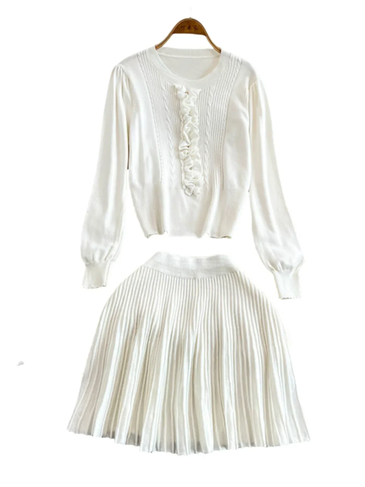 Элегантный вязаный свитер с оборками женские тонкие укороченные топы длинными