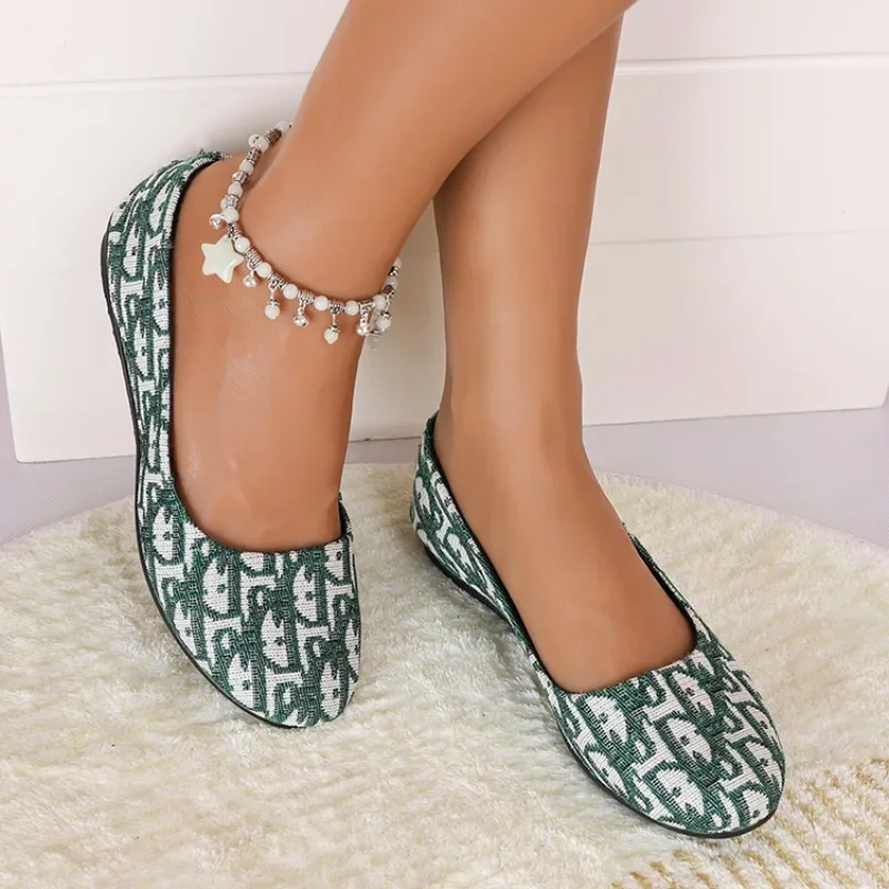 Женские туфли без шнуровки повседневная обувь с круглым носком на плоской