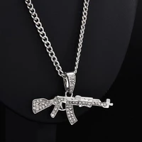 new fashion choker necklaces for women gun cross pendant crystal rhinestone chain necklace women men punk chains jewelry gift