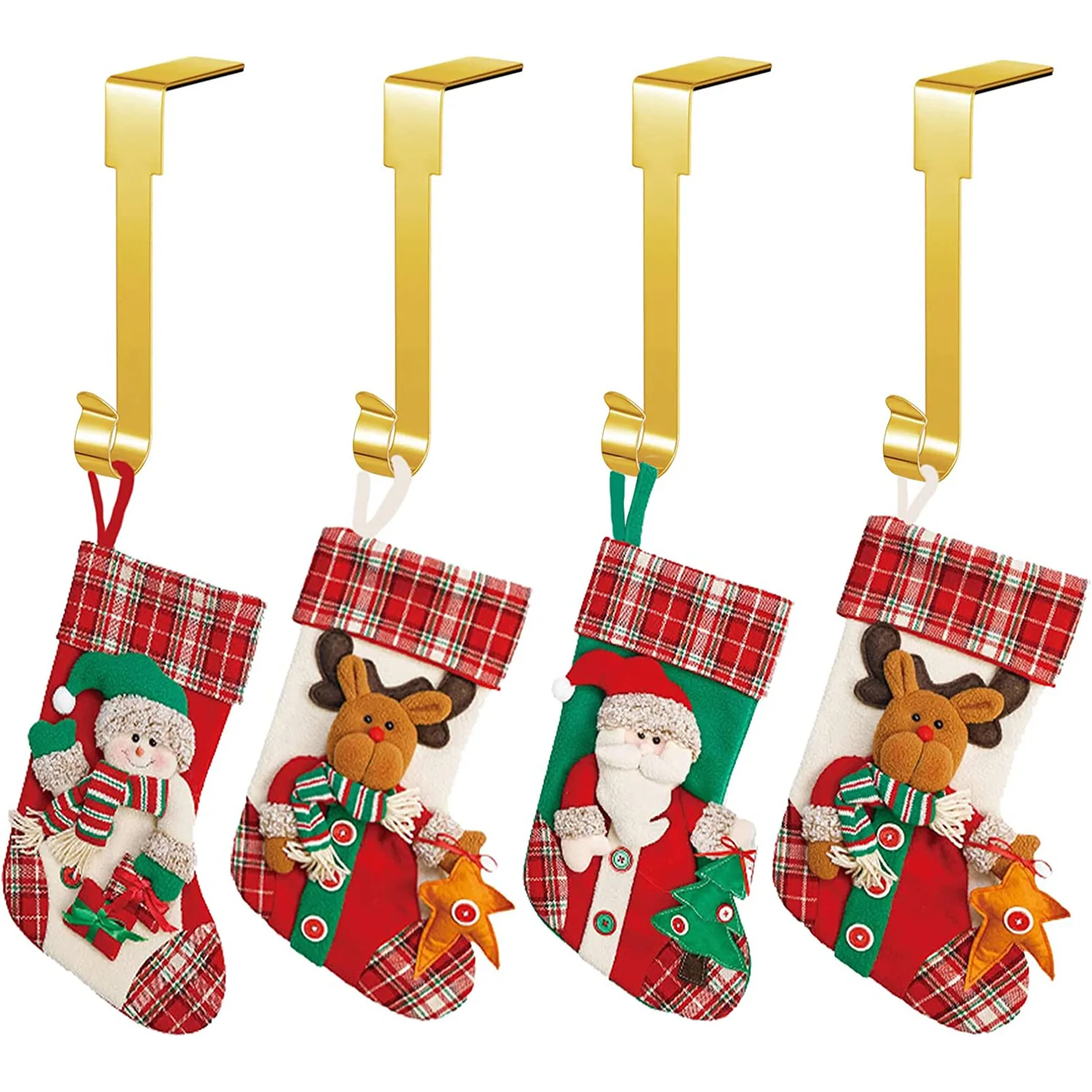 

Metal Christmas Stocking Hangers Easy Installation Adjustable for Shelf Fireplace Mantel Use