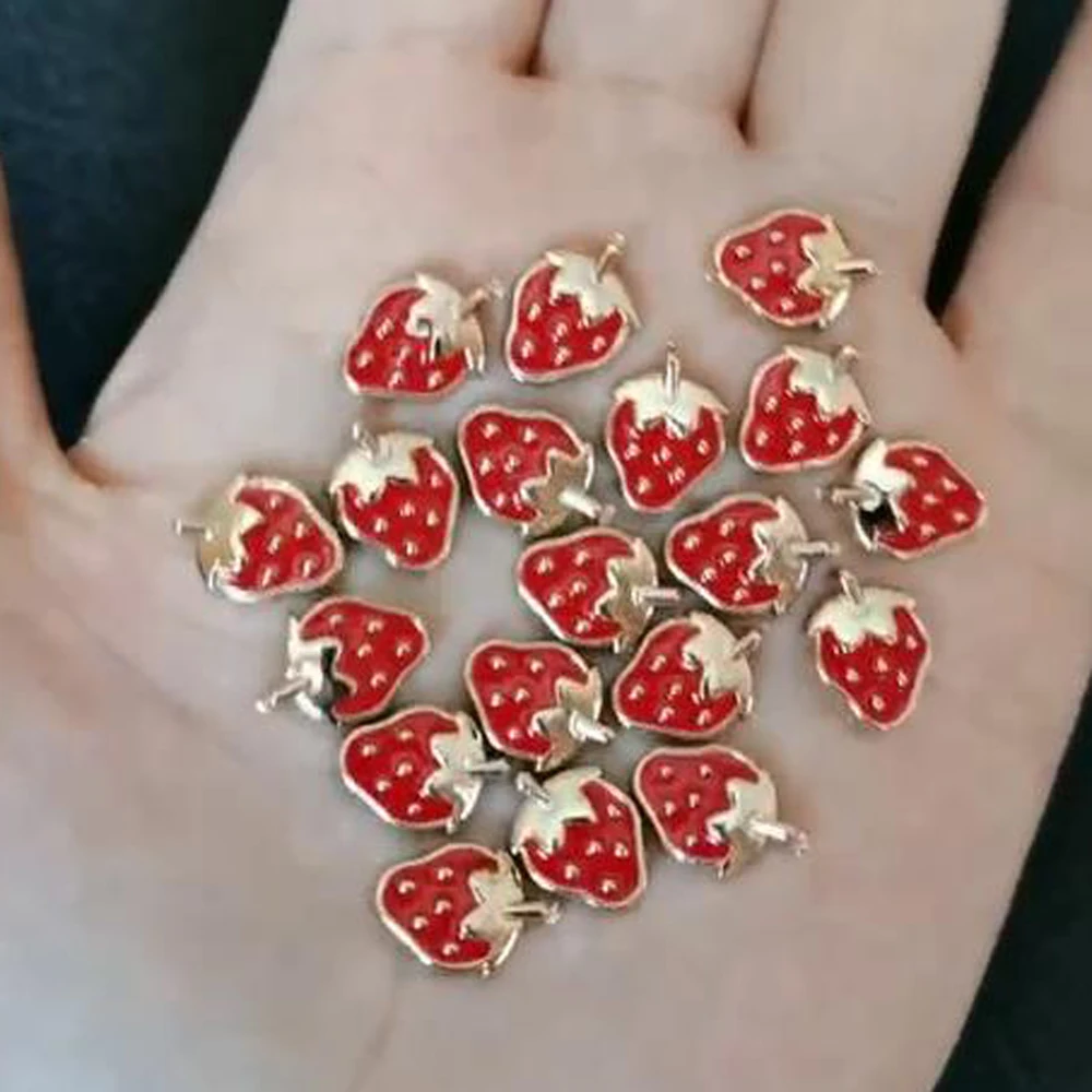 

10pcs/Bag Japan Sweet Strawberry Nail Art Decoration Fresh Gold Edge Berries Charms Parts Kawaii Fruits Manicure Supply Ornament