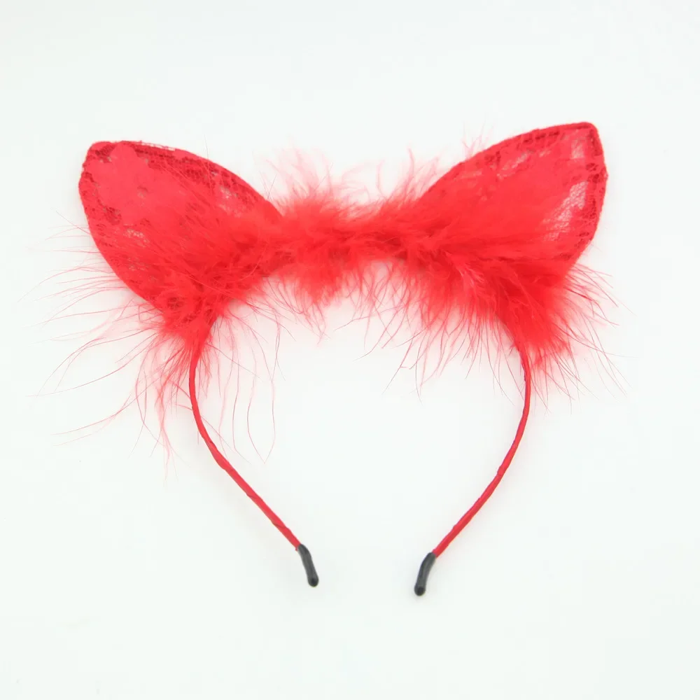 Взрослые и дети плюшевые повязки на голову с мультяшными блестками кошками