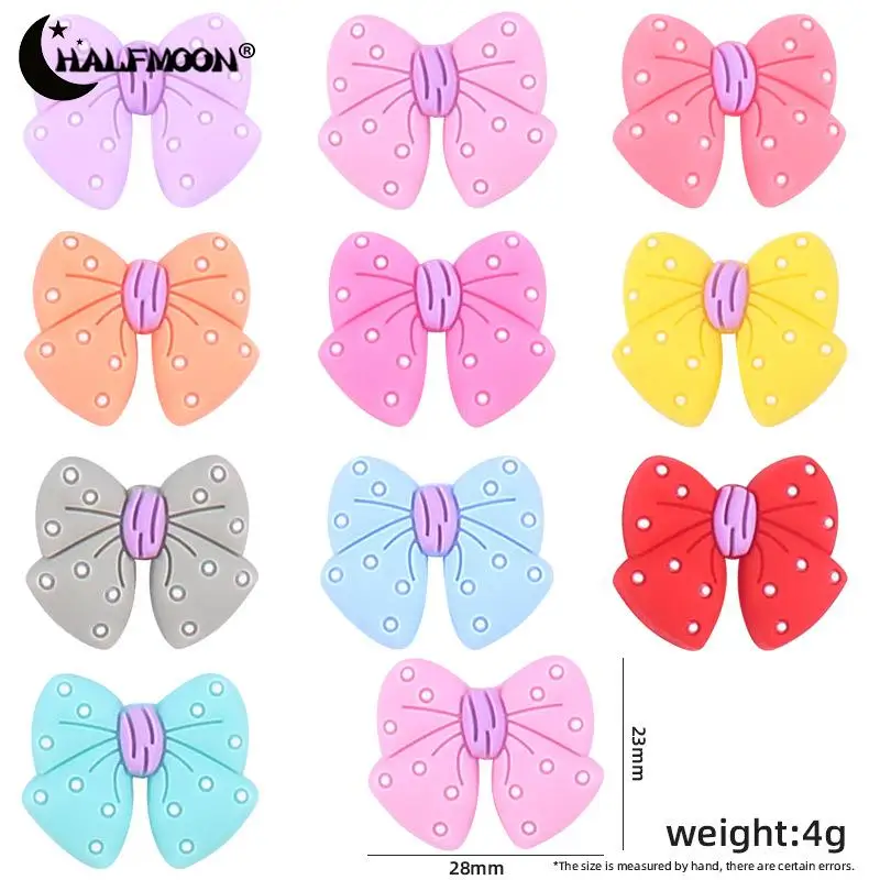 5 шт. 23x28 мм, мультяшный галстук-бабочка, жевательные бусины для прорезывания зубов, Детская пустышка, зажим для ожерелья, браслеты