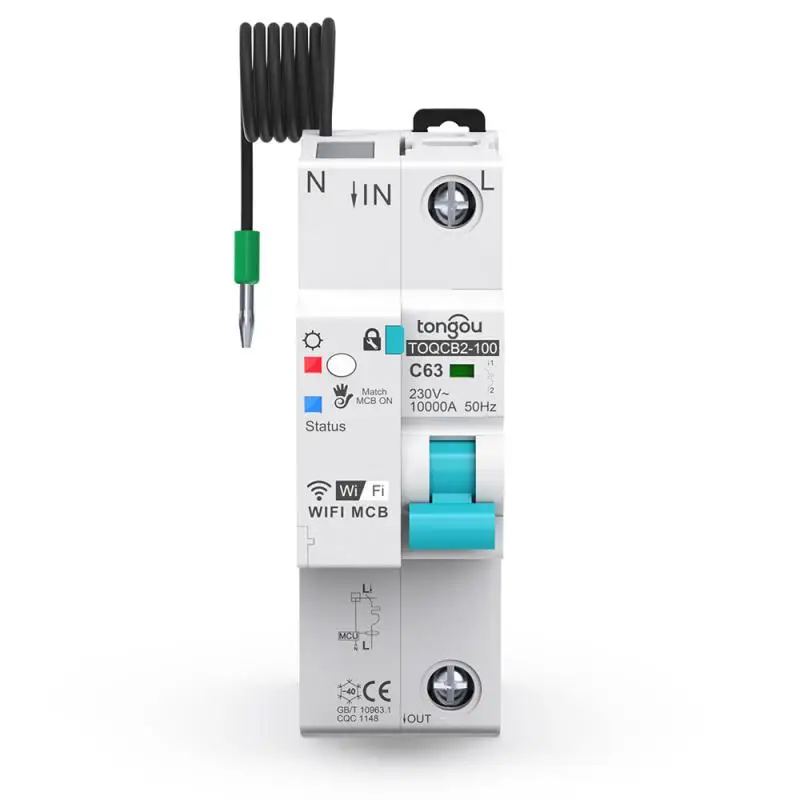 

1p Wifi 63a Measurement Switch Wireless Work With Alexa Google Home Ifttt Tuya Mcb Breaker Timer Circuit Breaker Remote Control