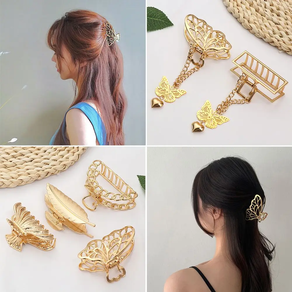 

Woman Elegant Headwear Hair Pins Party Accessories Hollow Out Barrettes Butterfly Tassel Metal Hairgrip Hair Claws