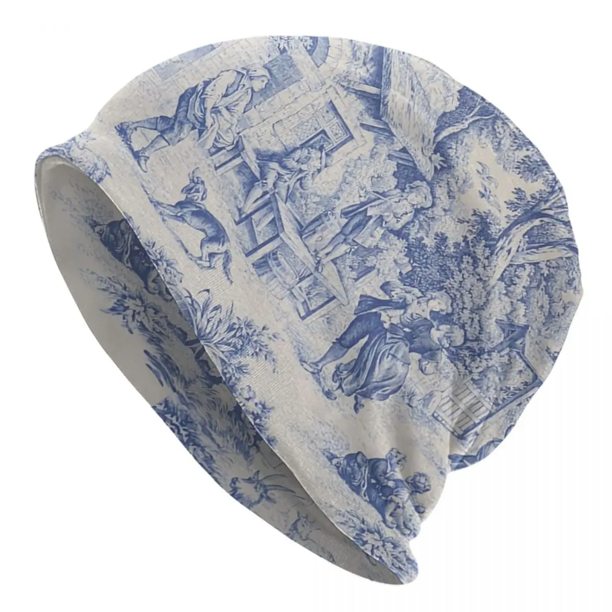 Винтажная классическая французская шапка Toile De Jouy на заказ темно-синяя с мотивом