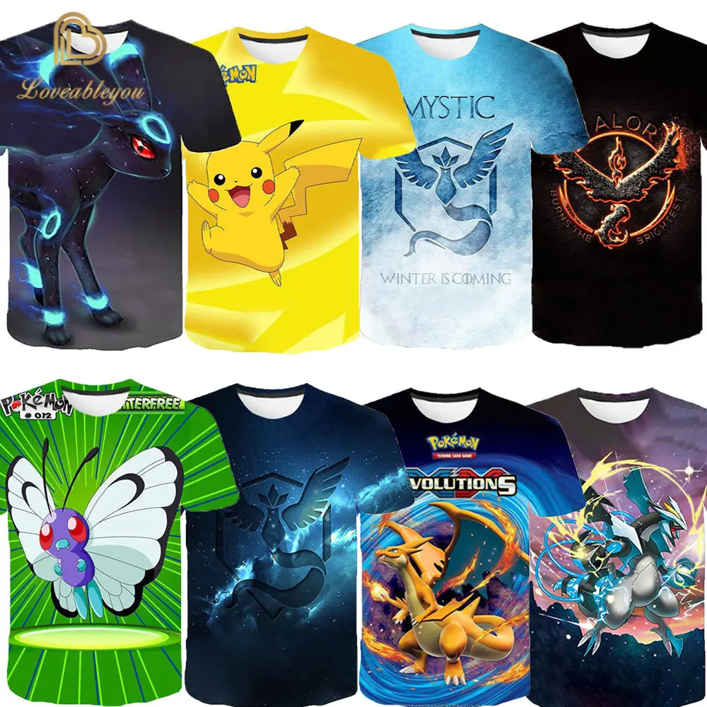 

Pokemon T-shirt Women 2022 Summer Cartoon 3d Printing Pikachu Clothes Girl Boy T-shirt Casual Street Men Women Clothing