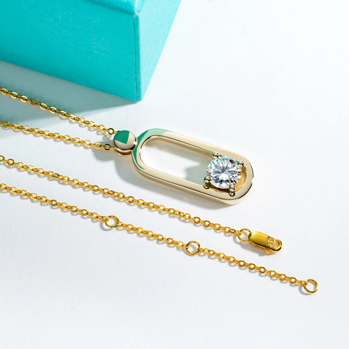 SüdJewel 2ct D Цвет Муассанит Булавка Ожерелье Из Желтого Позолоченного Комплект
