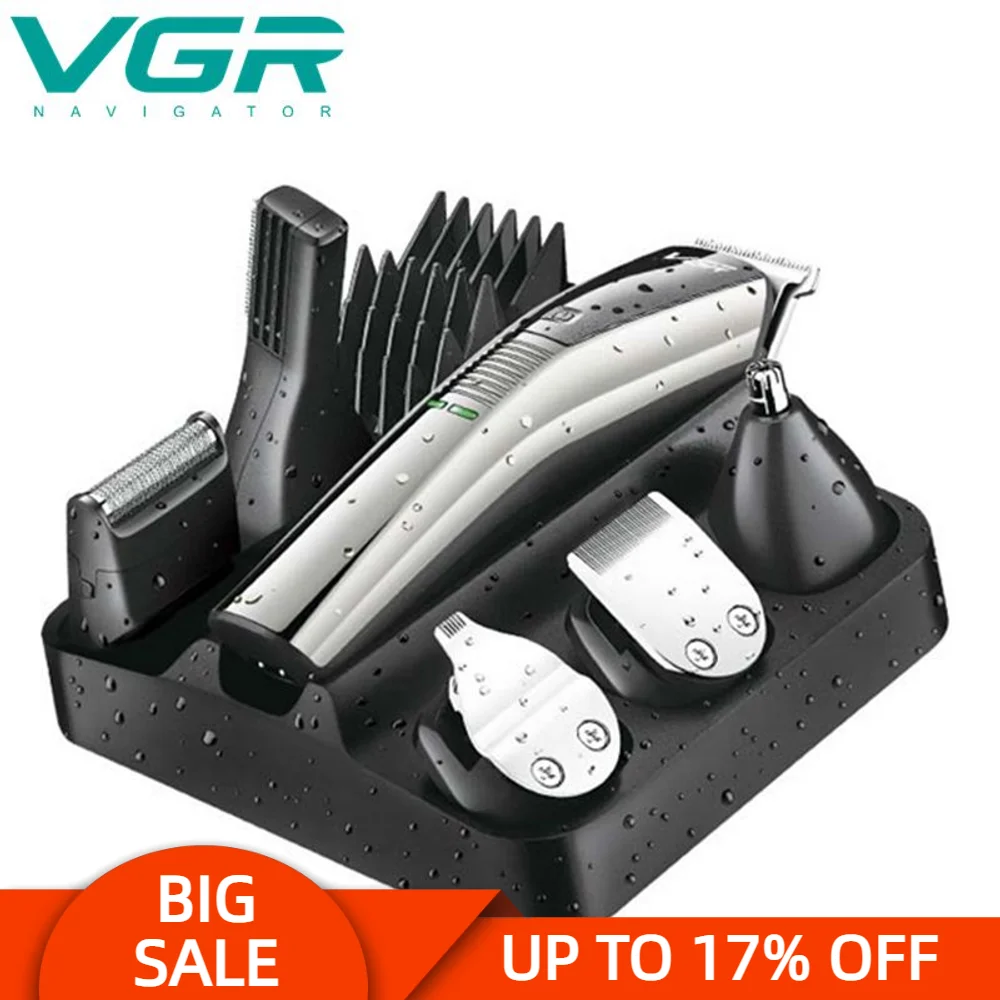 

Машинка для стрижки волос VGR 029 6 в 1, профессиональный триммер для мужчин для личной гигиены, многофункциональная с зарядкой через USB, V029